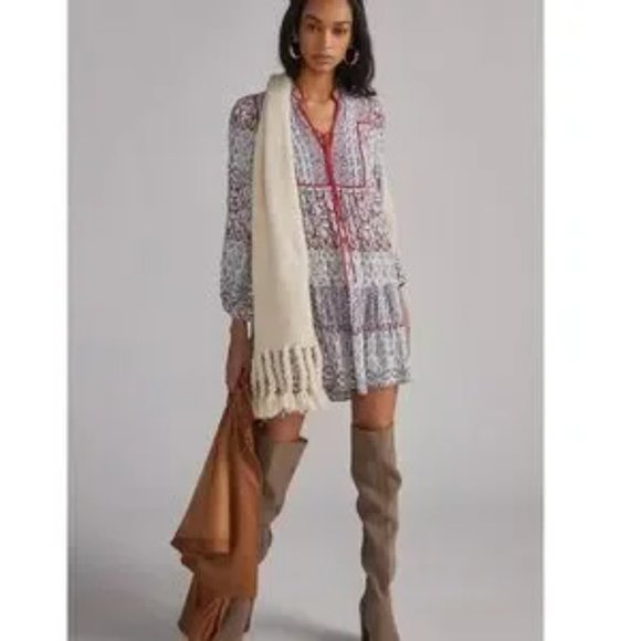NWOT Anthropologie Spliced Tunic Dress in Grey Motif, Size XXS - Picture 3 of 8